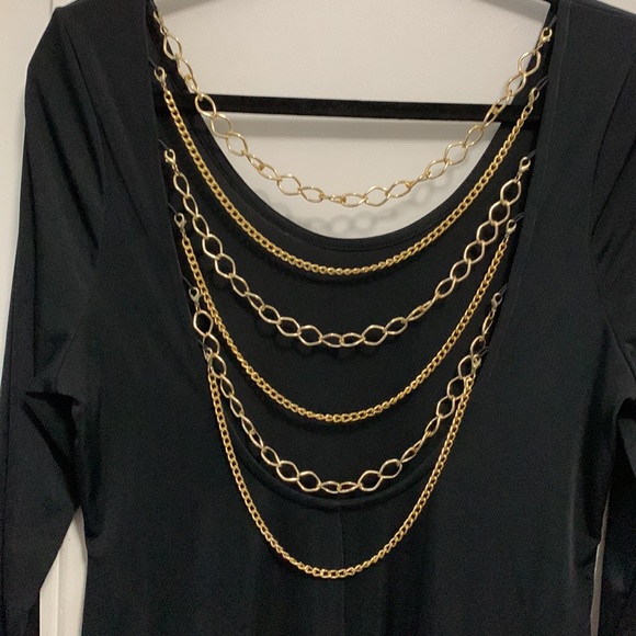 Venus Chainlink Detail Black Dress - Picture 2 of 9